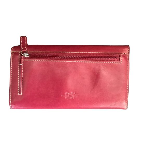 Buxton Wallet Genuine Leather Red 4.5"x7.5" Credit Card Holder Organizer - Picture 4 of 7